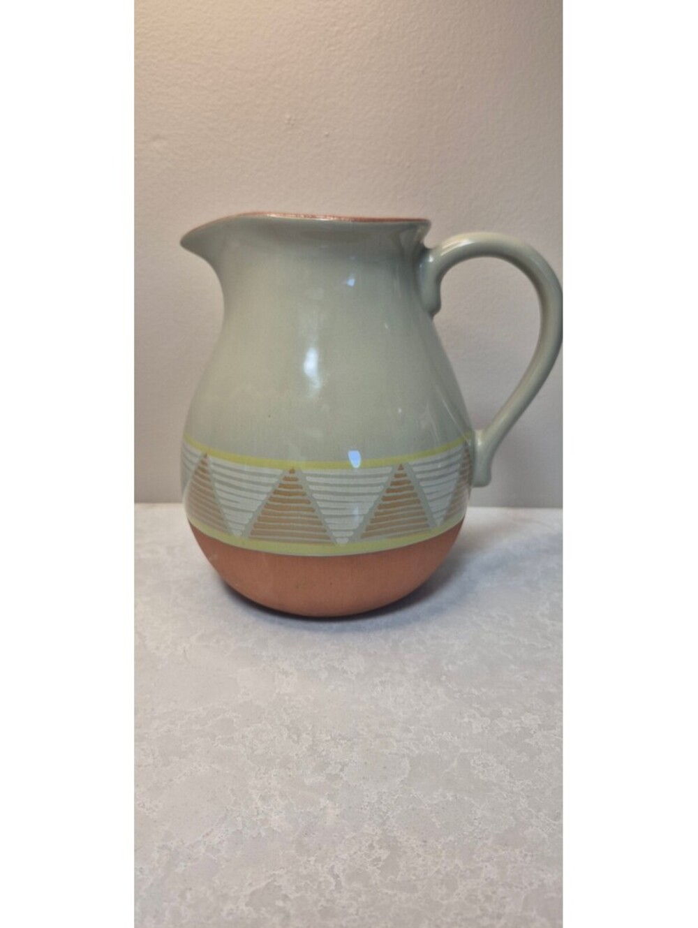 Vintage Himark 7.5" Glazed Terracotta Pitcher - Made in Portugal